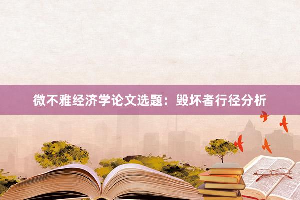 微不雅经济学论文选题：毁坏者行径分析