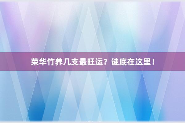 荣华竹养几支最旺运？谜底在这里！