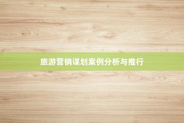 旅游营销谋划案例分析与推行